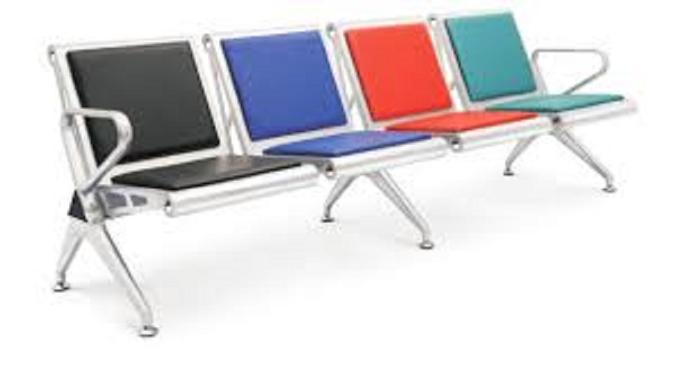 4 Seater MS Waiting Chair with Multi Colour Cushion