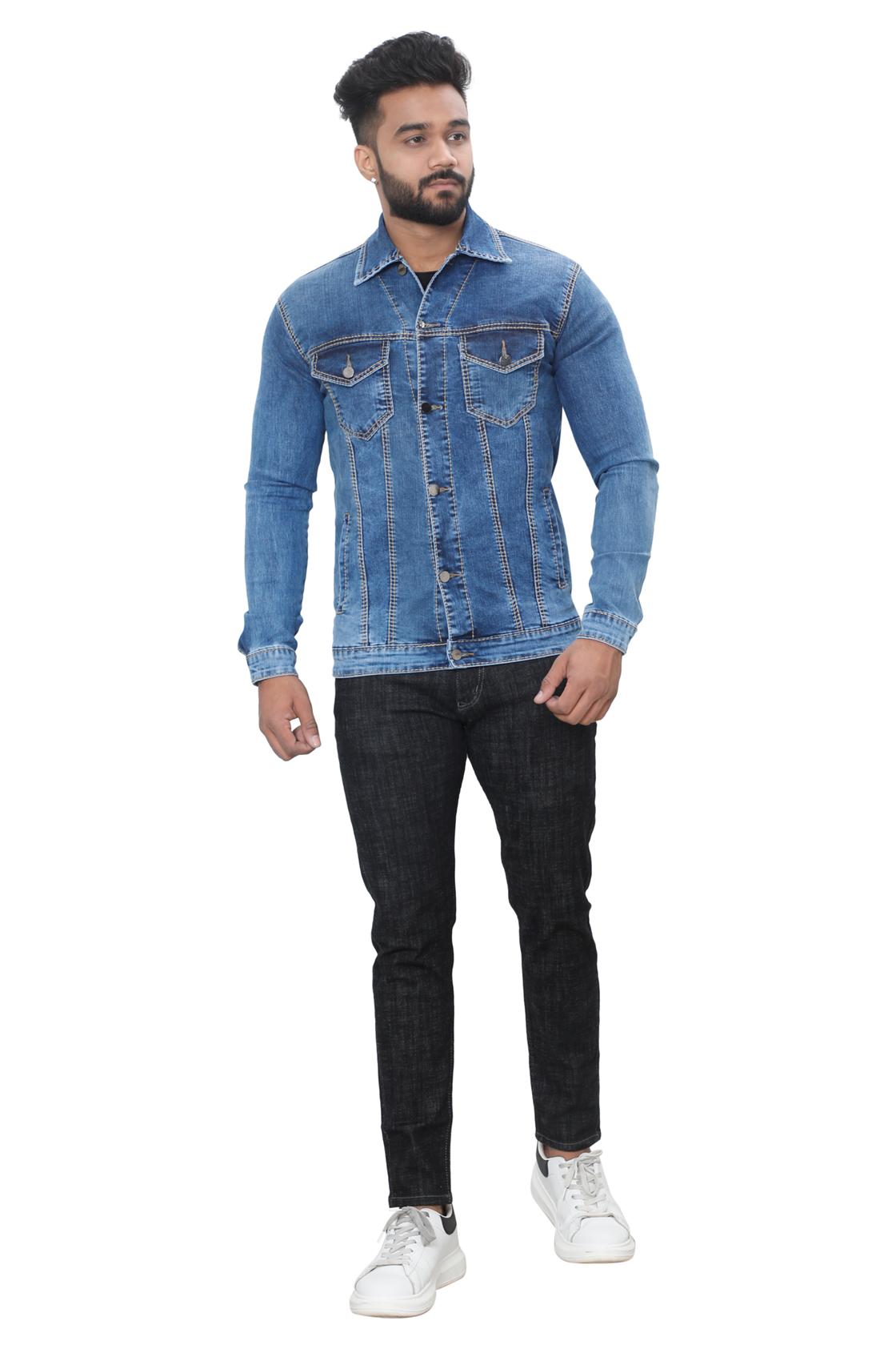 Slim Fit Blue Solid Jackets