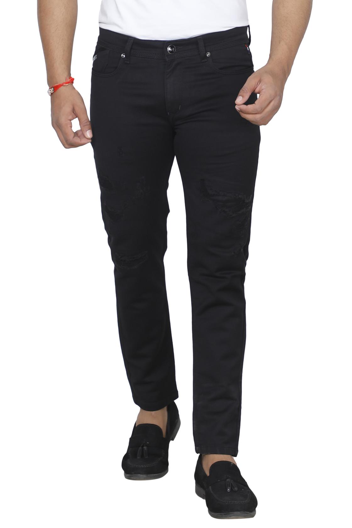 Slim Fit Jet Black Jeans- front side