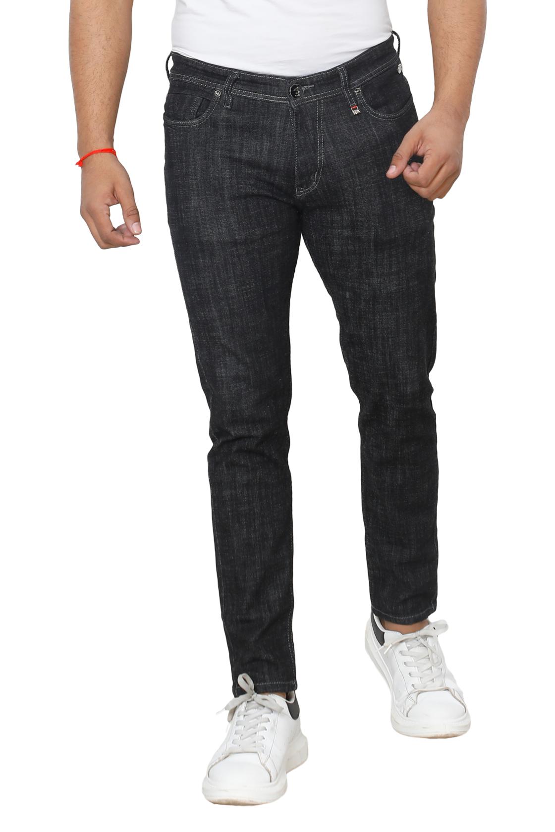 Slim Fit Raw Black Jeans- front view