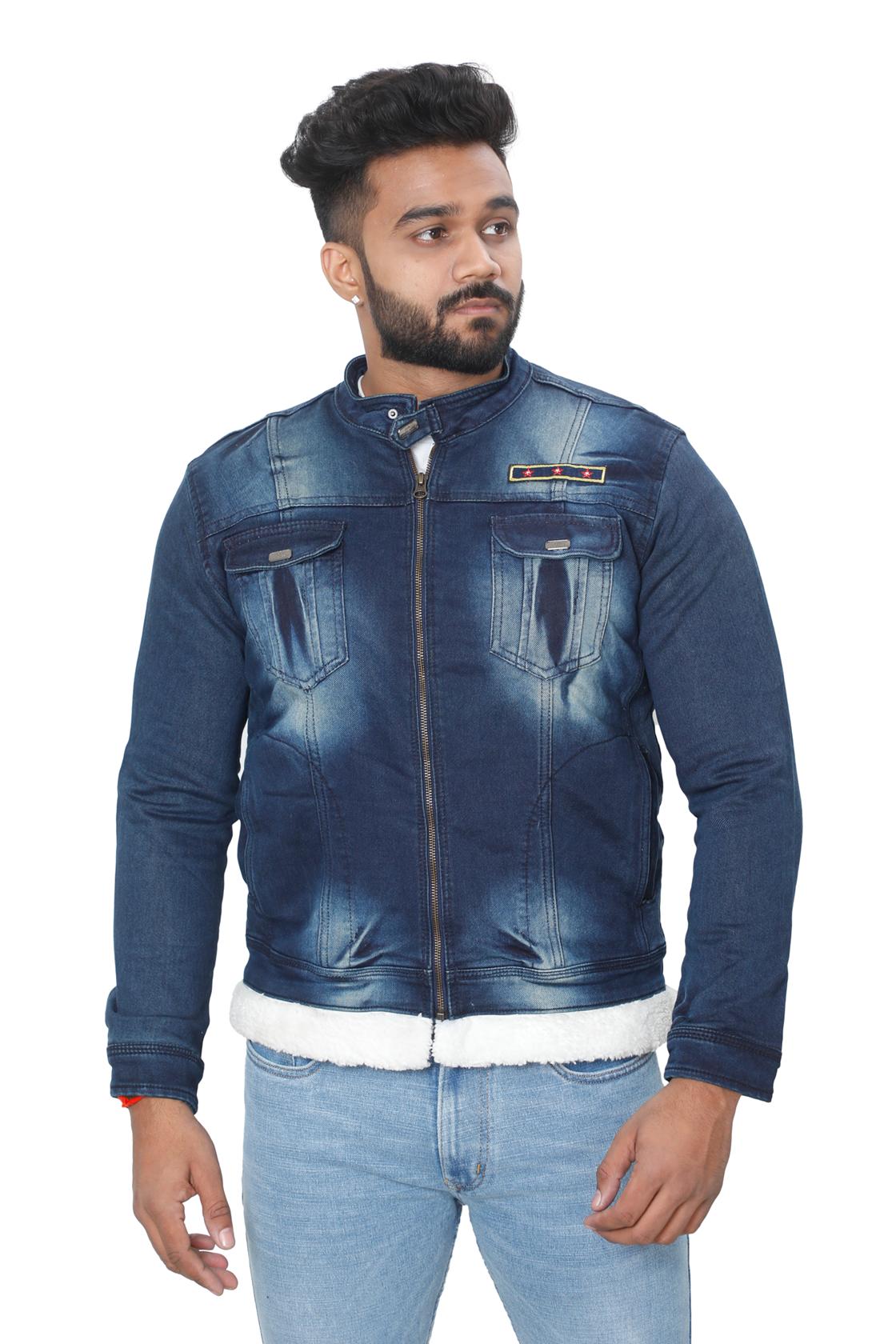 Full Sleeve Blue Casual Jackets-front view