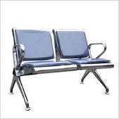 2 Seater Indian MS Waiting Chair with Blue Cushion