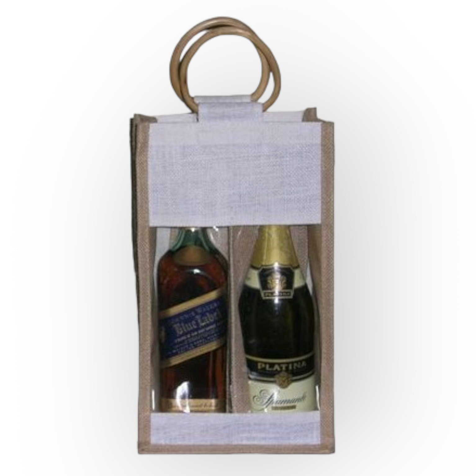 Jute Wine Bag Double See-Thru