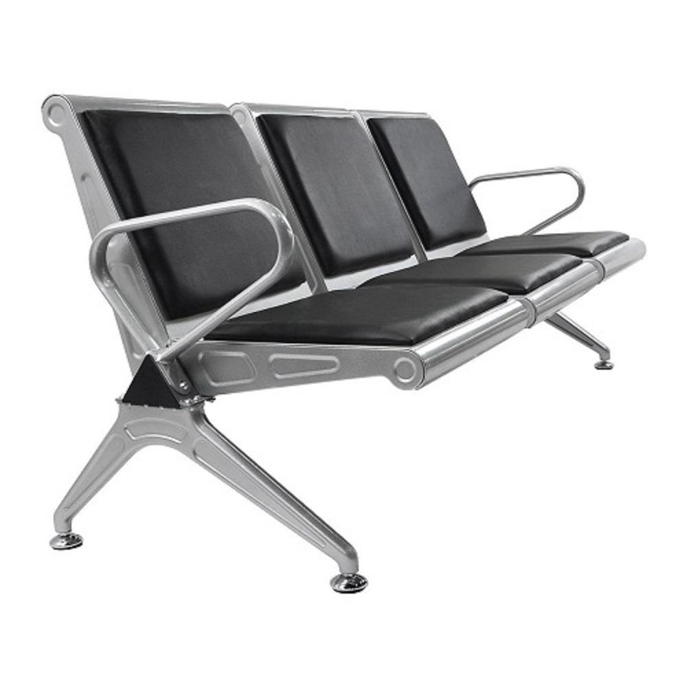 3 Seater Indian MS Waiting Chair with Black Cushion