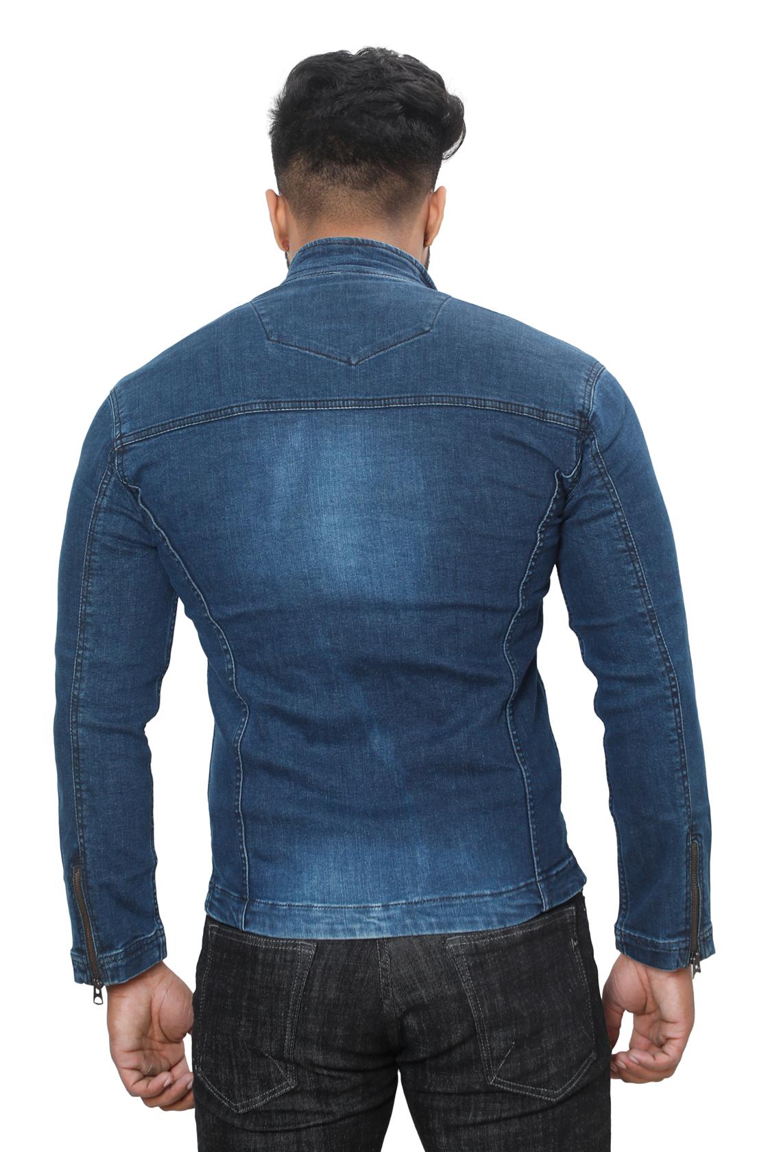 Slim Fit Dark Blue Jackets-back view