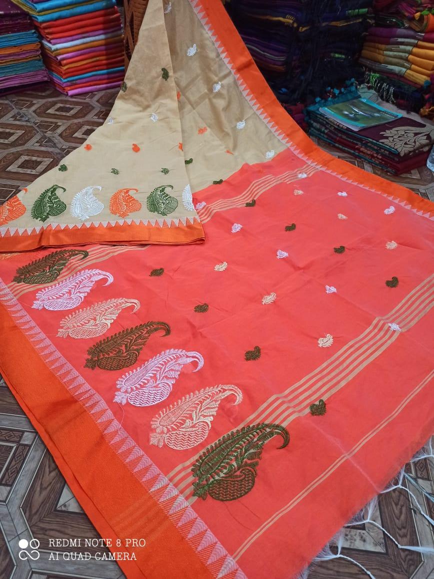 Cotton Embroidery Saree