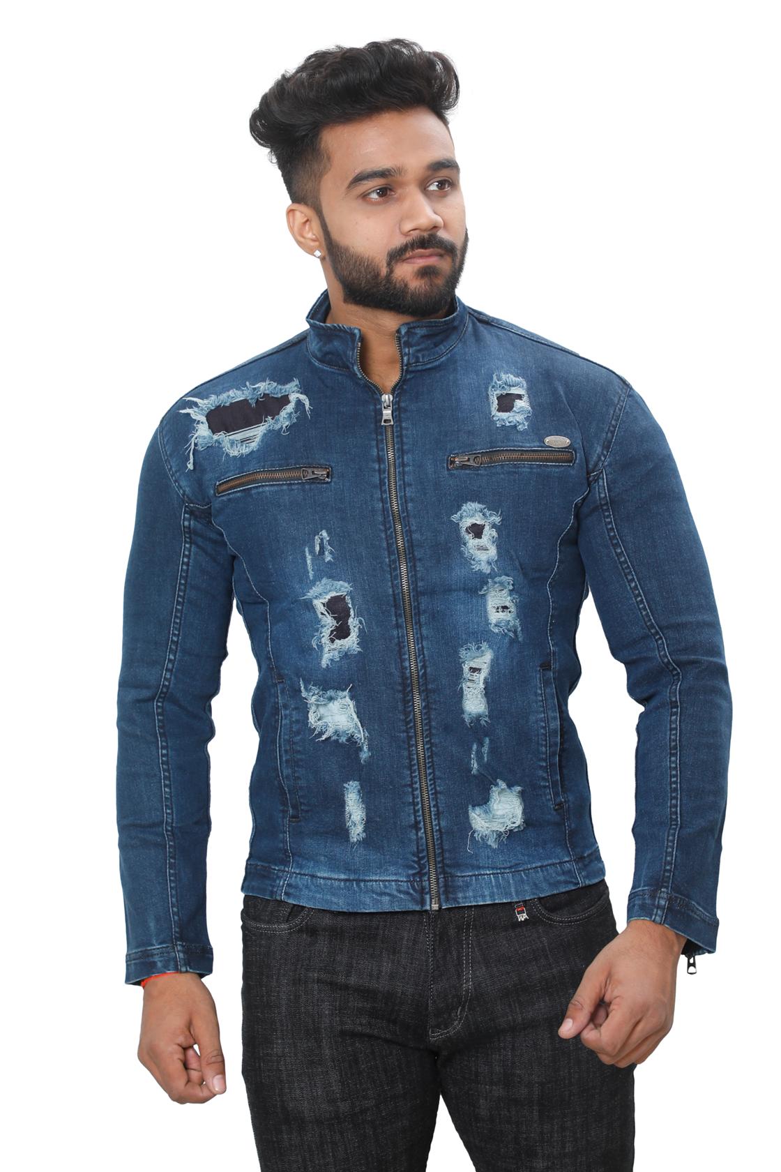 Slim Fit Dark Blue Jackets-front view