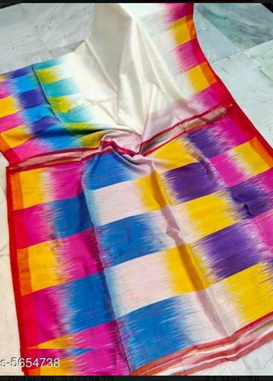 Ikkat Design Cotton Silk Saree