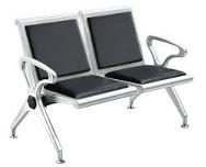 2 Seater Indian MS Waiting Chair with Black Cushion