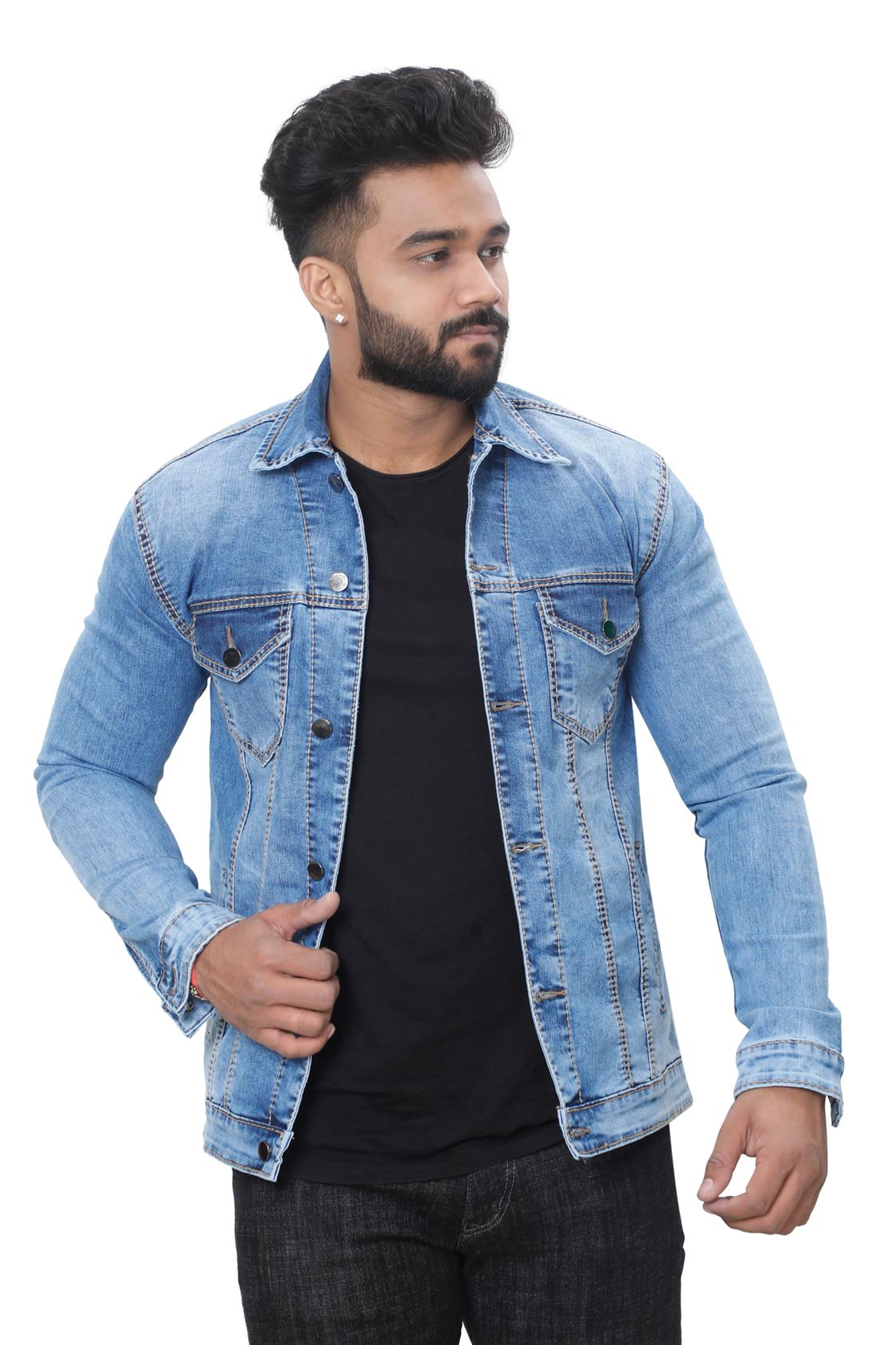 Slim Fit Light Blue Classic Jackets-front view
