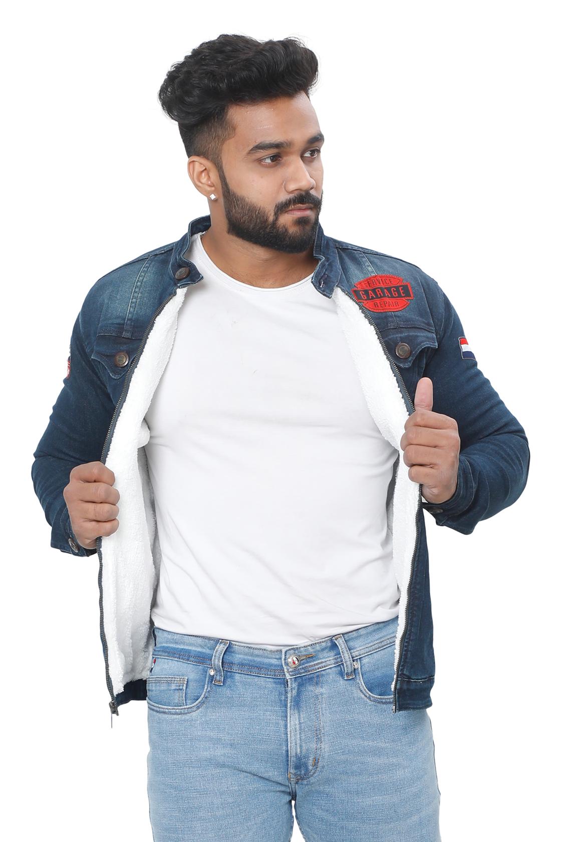 Dusty Denim Solid Jackets-front view
