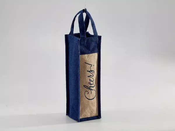 Jute Single Bottle Bag (Blue)