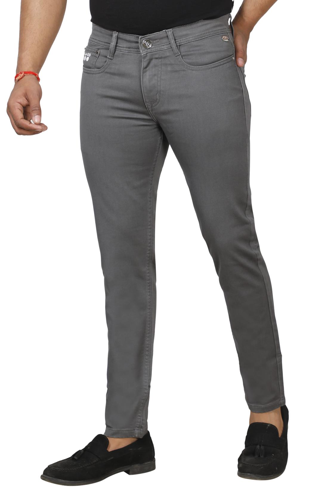 Slim Fit Dark Grey Trousers-front view