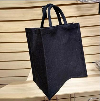 Jute Black Shopping Bag