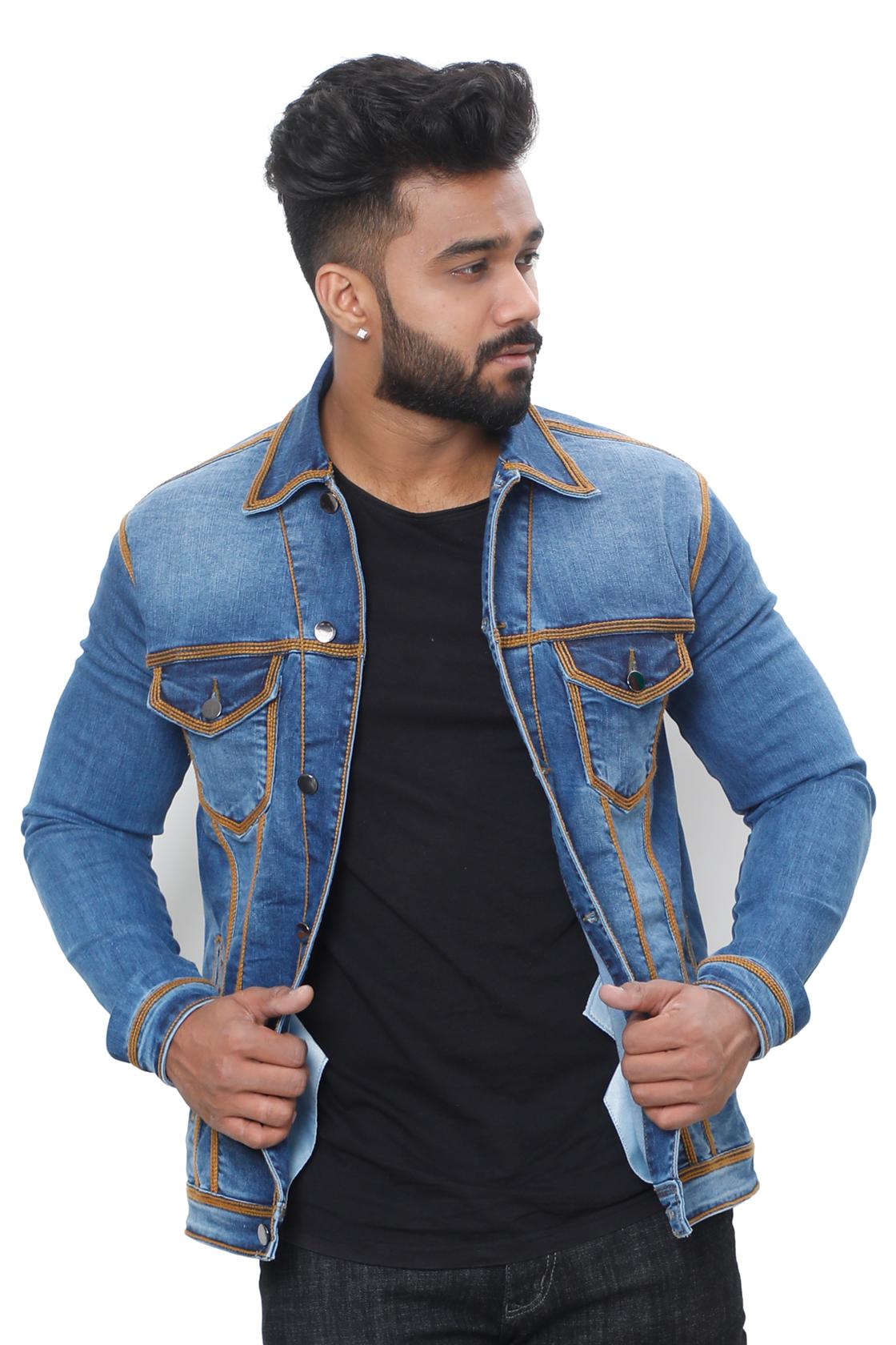 Full Sleeve Blue Shaded Jackets-front view