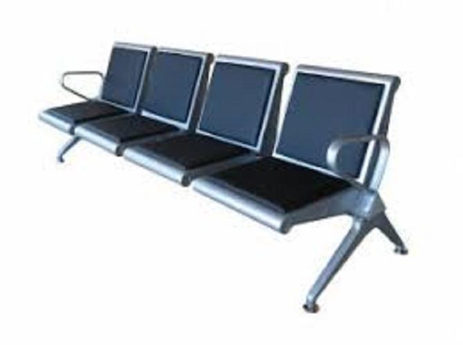4 Seater MS Waiting Chair with Blue Cushion