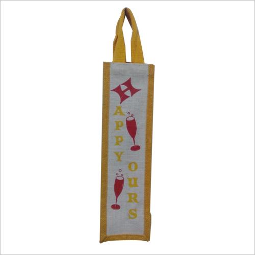 Printed Jute Wine Bag