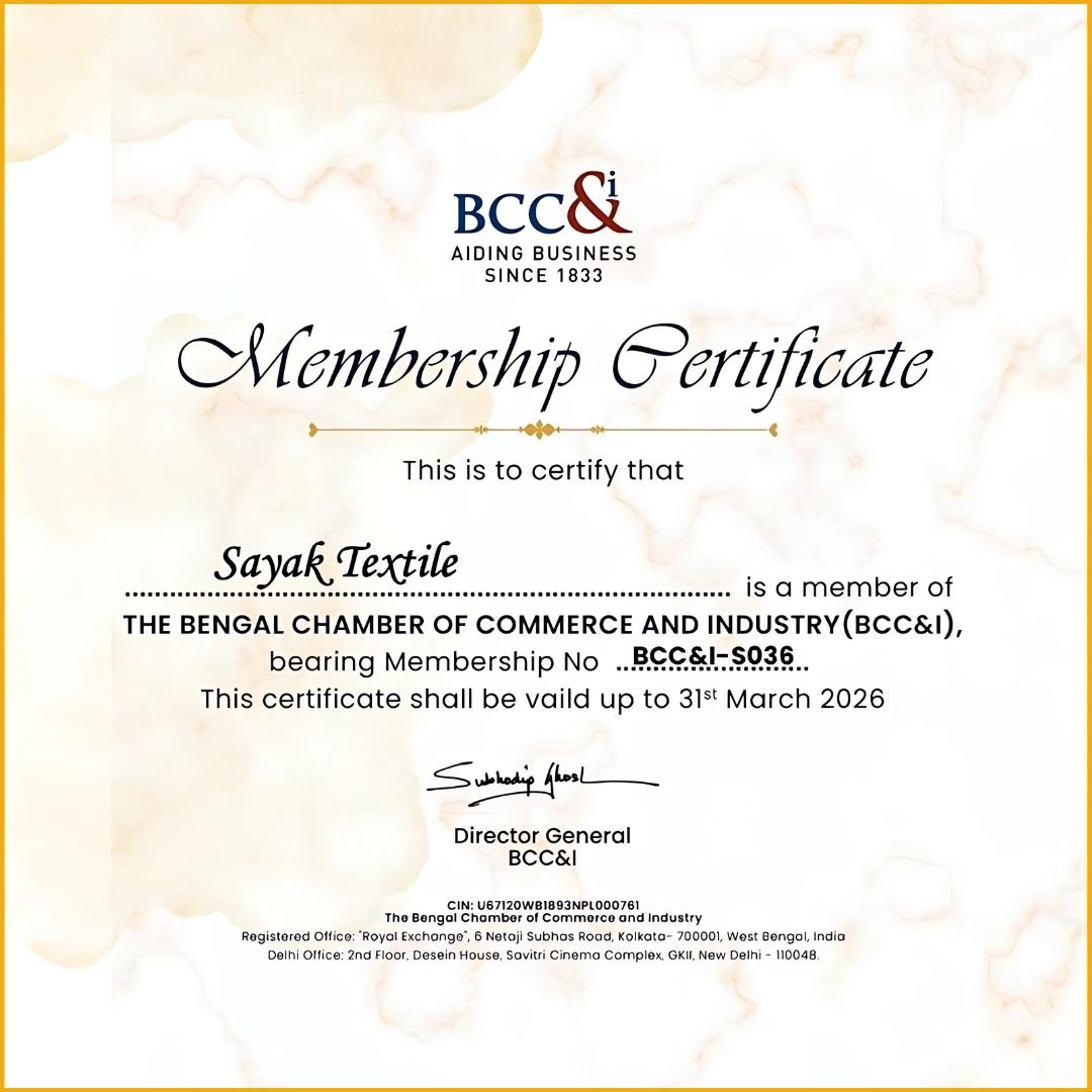 BCC&I Certification of Sayak Textile